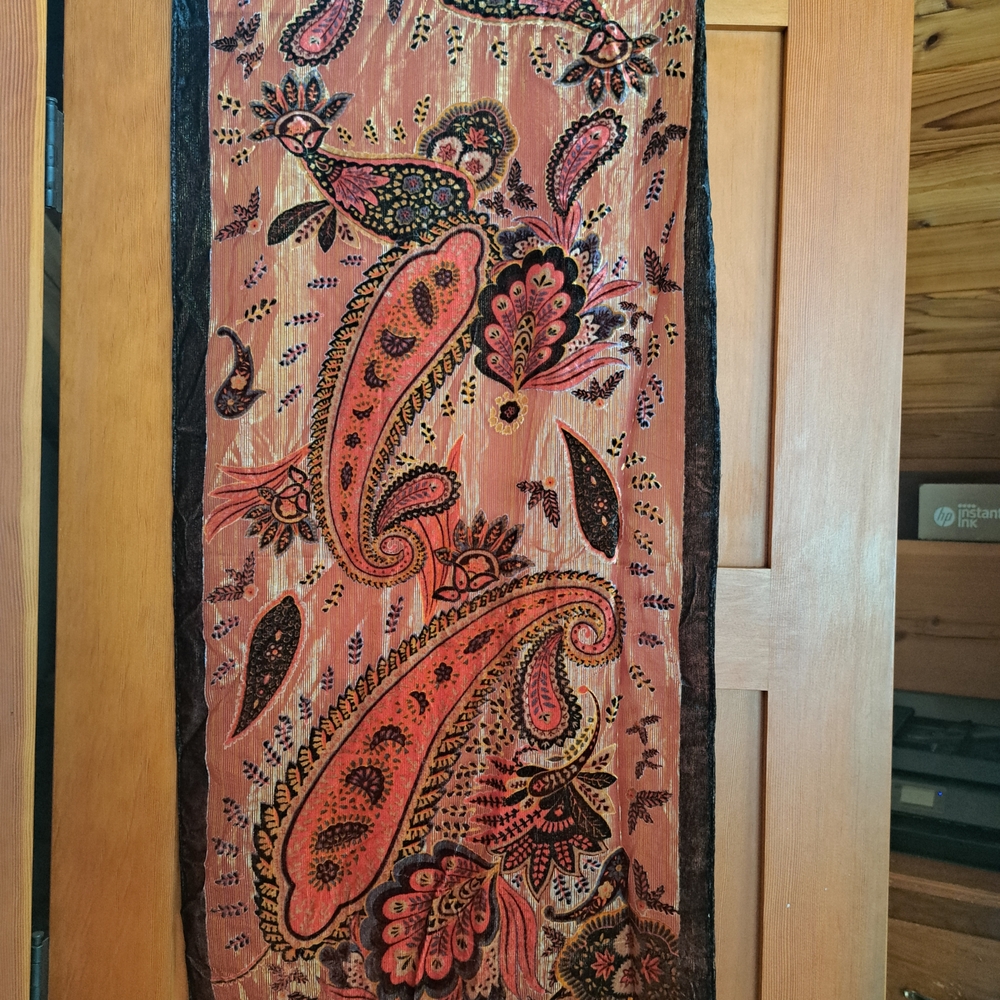 Collection Eighteen Coral Paisley Scarf with Black Accents